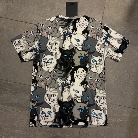 RIPNDIP Family Tree All Over Cat Print Short Sleeve Tee T-Shirt Lord Nermal S - Picture 3 of 7